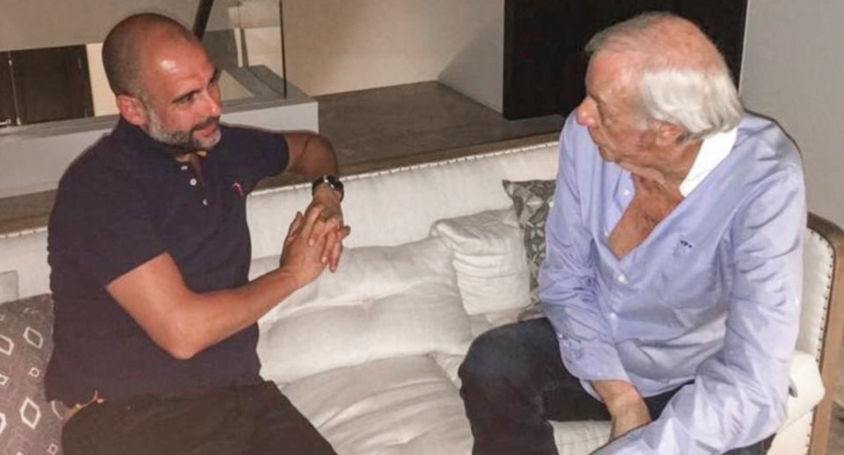 Guardiola y Menotti durante dos de sus charlas.