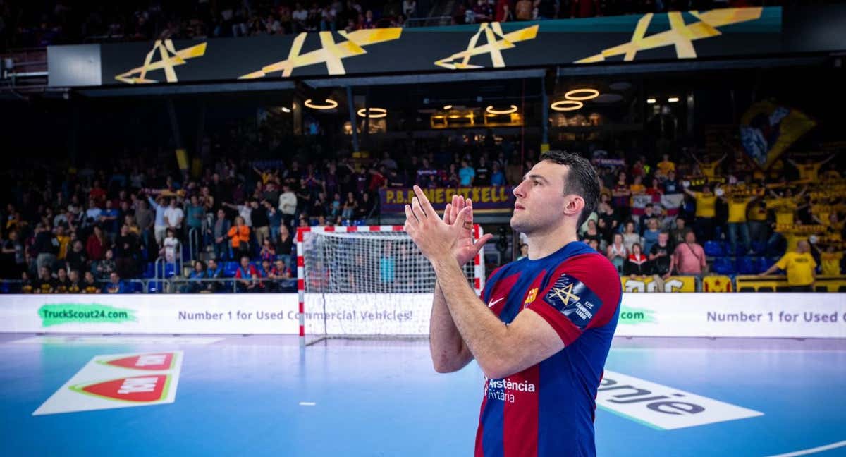 El Barça celebra el pase a la final four en El Palau. /FC BARCELONA