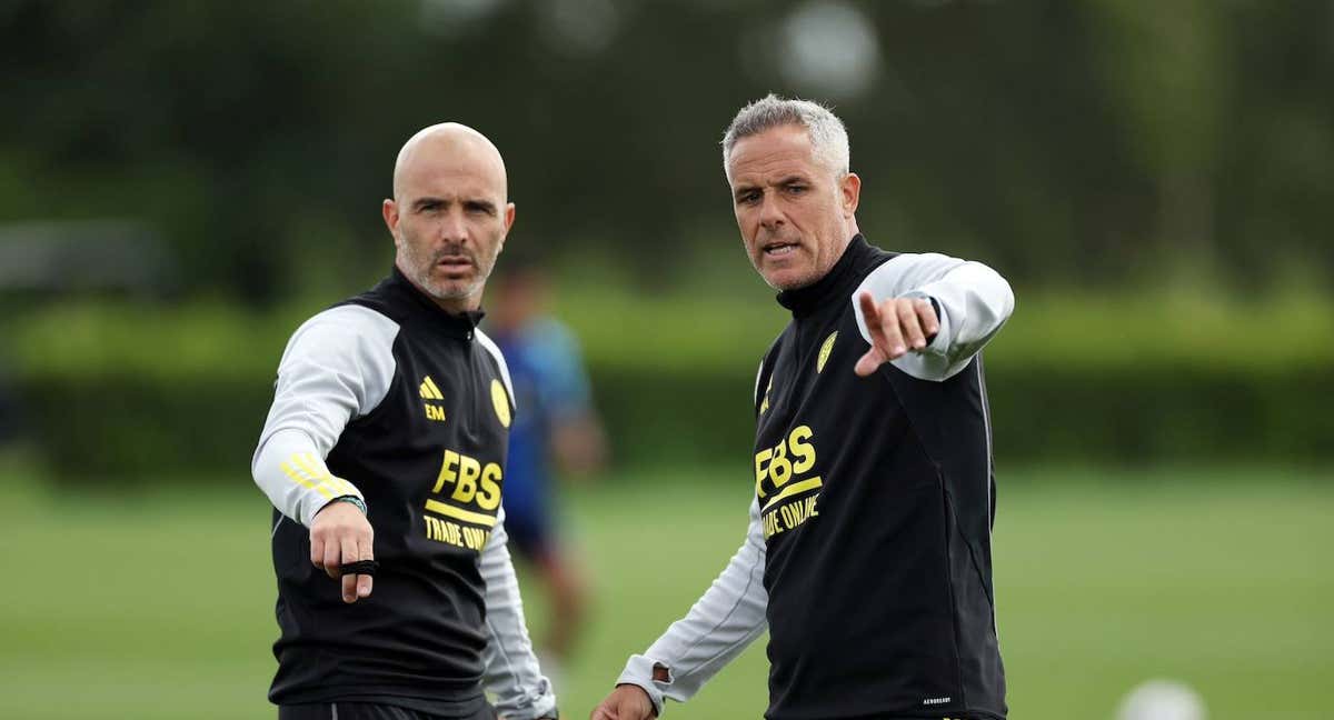 Enzo Maresca, durante un entrenamiento del Leicester.