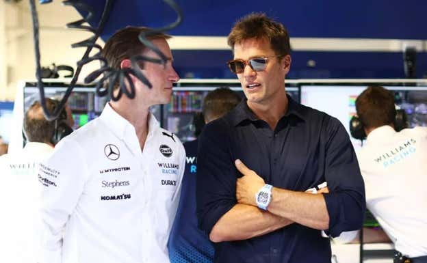 Tom Brady estuvo con la escudería Williams en el GP de Miami. Getty Images