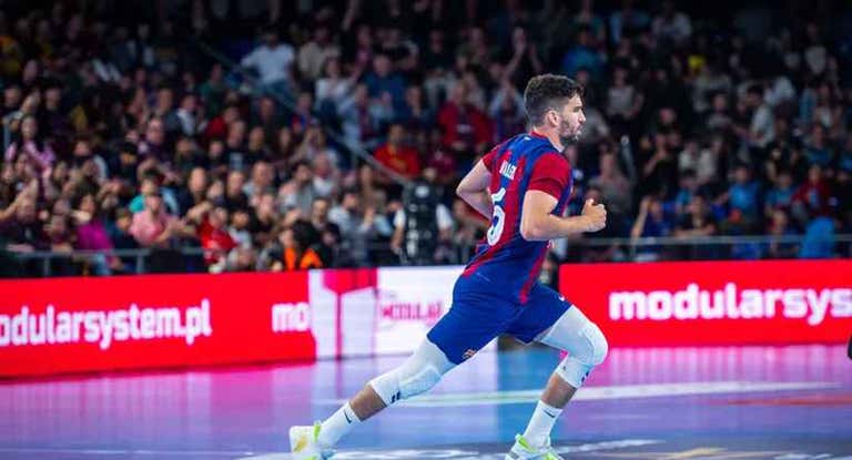 Pol Varela, en un partido del Barça