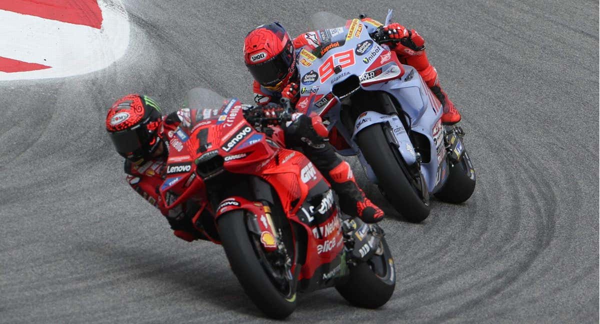 Pecco Bagnaia y Marc Márquez en Jerez. /EFE