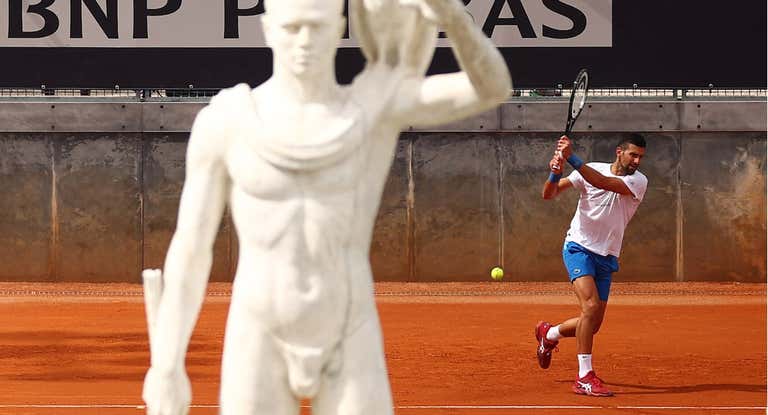 Novak Djokovic entrenando en el Foro Itálico de Roma.