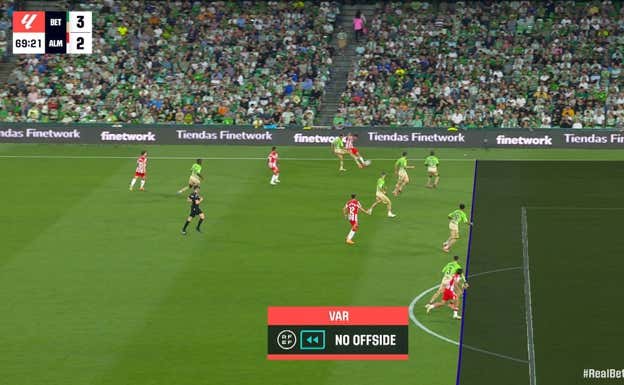 Imagen del VAR en el gol de Luka Romero. MOVISTAR