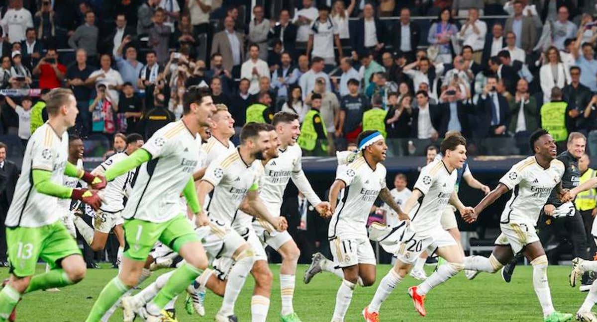 Los jugadores del Real Madrid, celebrando el pase a la final de Champions./REAL MADRID