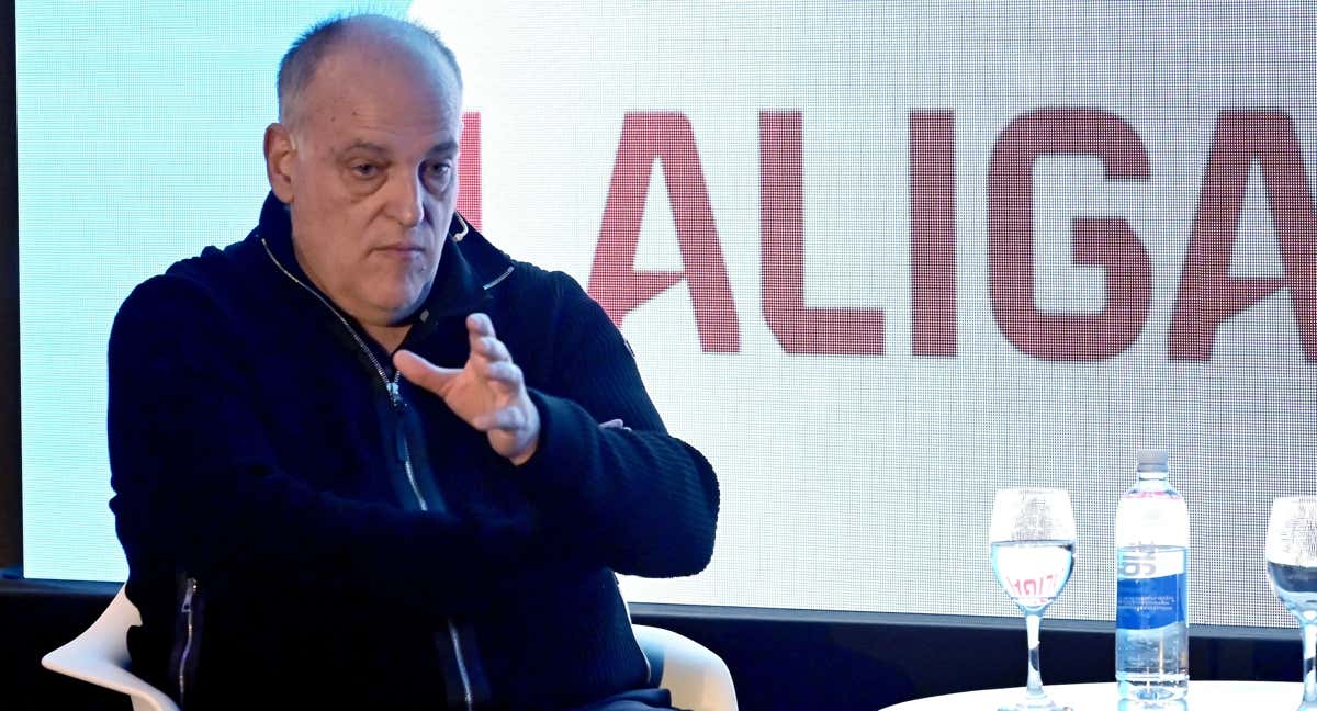 Javier Tebas durante su intervención en el congreso Sportel Rendez-vous.