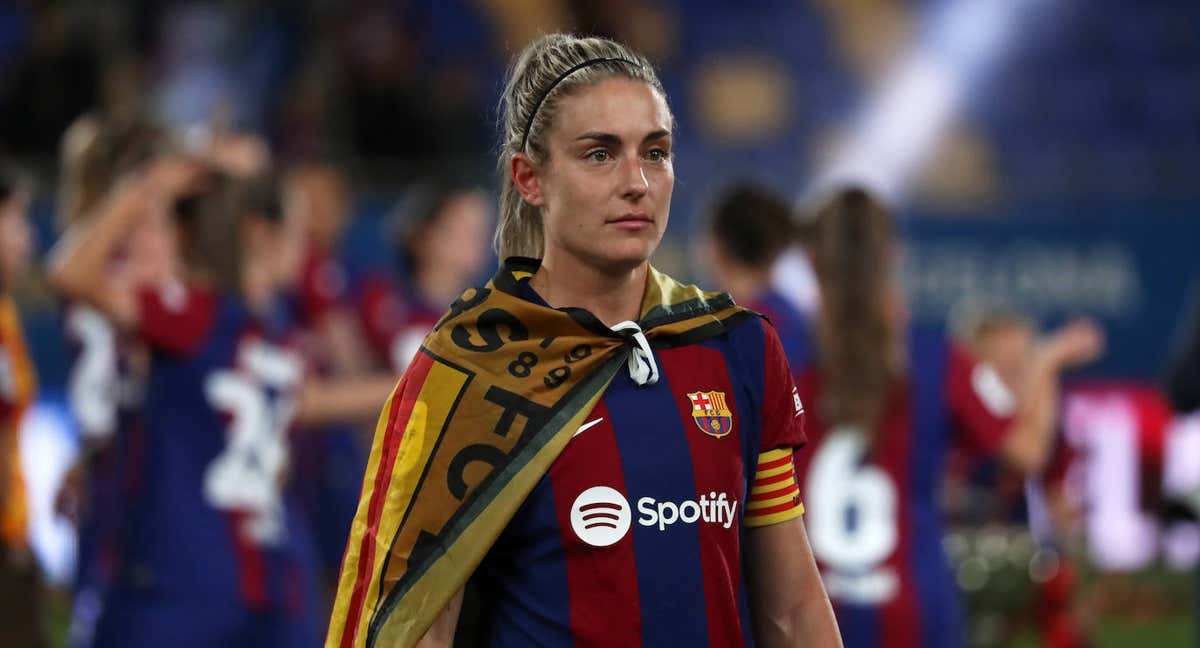 Alexia Putellas, durante la celebración del último título liguero del Barça. /Getty