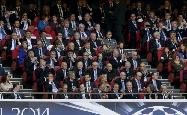 Imagen del palco del estadio Da Luz, en la final de la Champions de 2014.