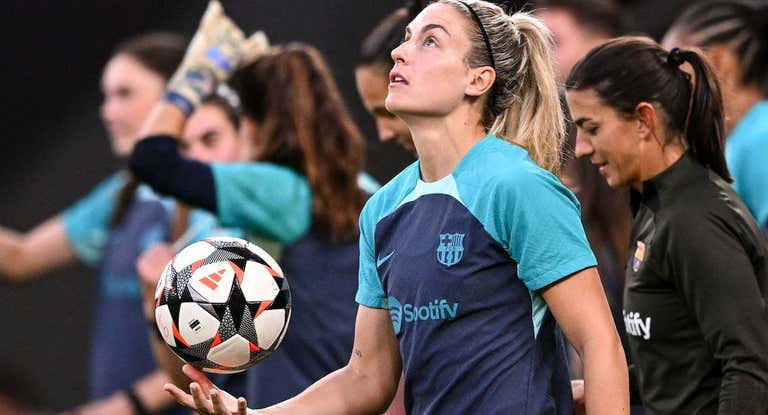 Alexia Putellas, en el último entrenamiento previo a la final de la Champions.