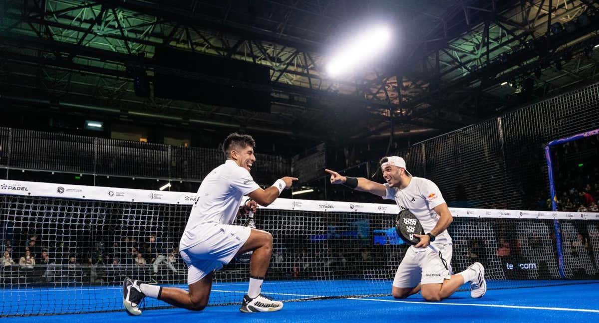 Chingotto y Galán celebran la victoria en semifinales de Mar de Plata./Premier Padel