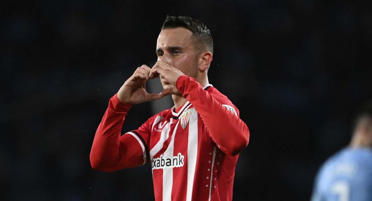 Berenguer celebra su último gol ante el Celta./AFP