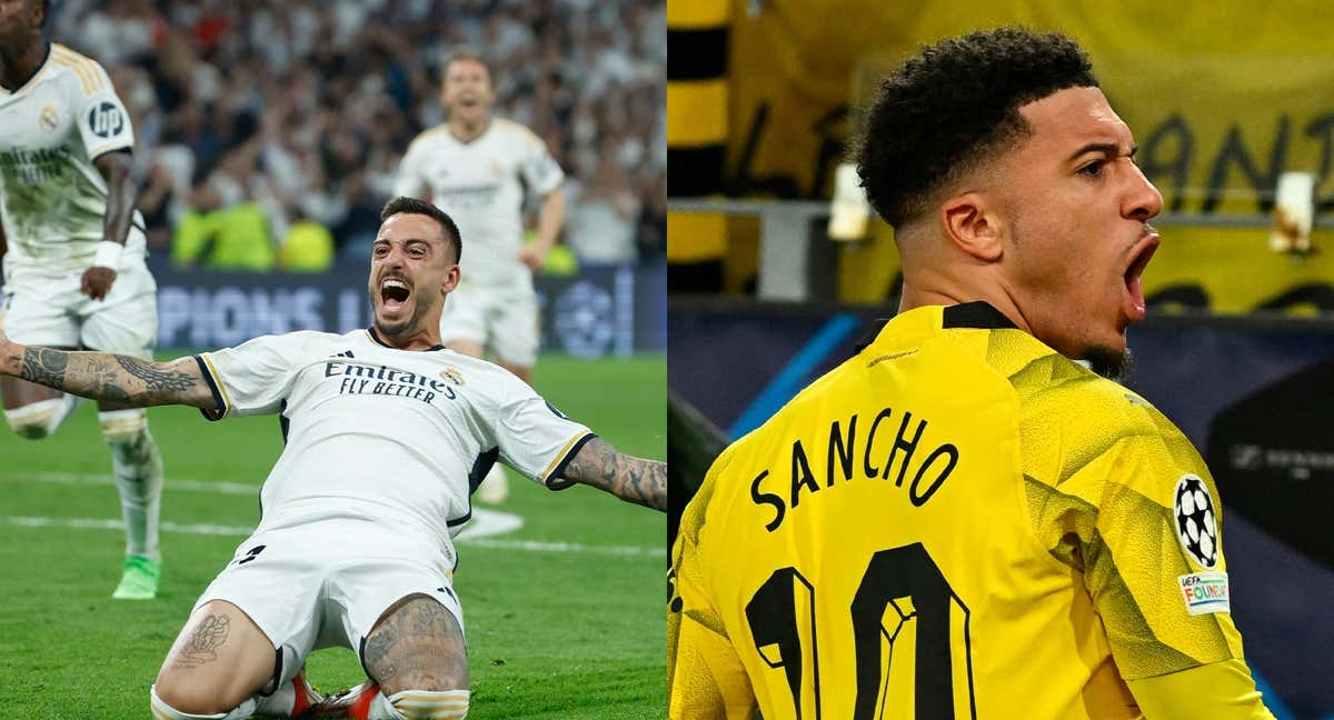 Joselu y Sancho, dos nombres propios de la final de la Champions. /MONTAJE (REUTERS)