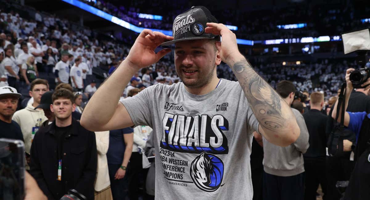 Luka Doncic celebra el pase a las finales de la NBA con los Dallas Mavericks./USA Today Sports