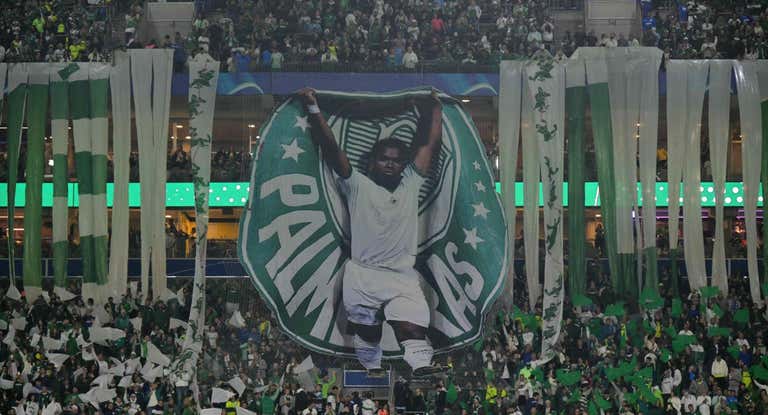 El tifo de Endrick en el estadio del Palmeiras.