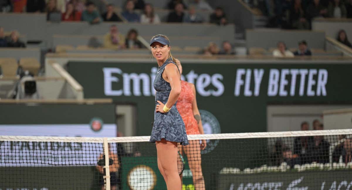 Paula Badosa, durante su partido ante Sabalenka en Roland Garros. /AFP