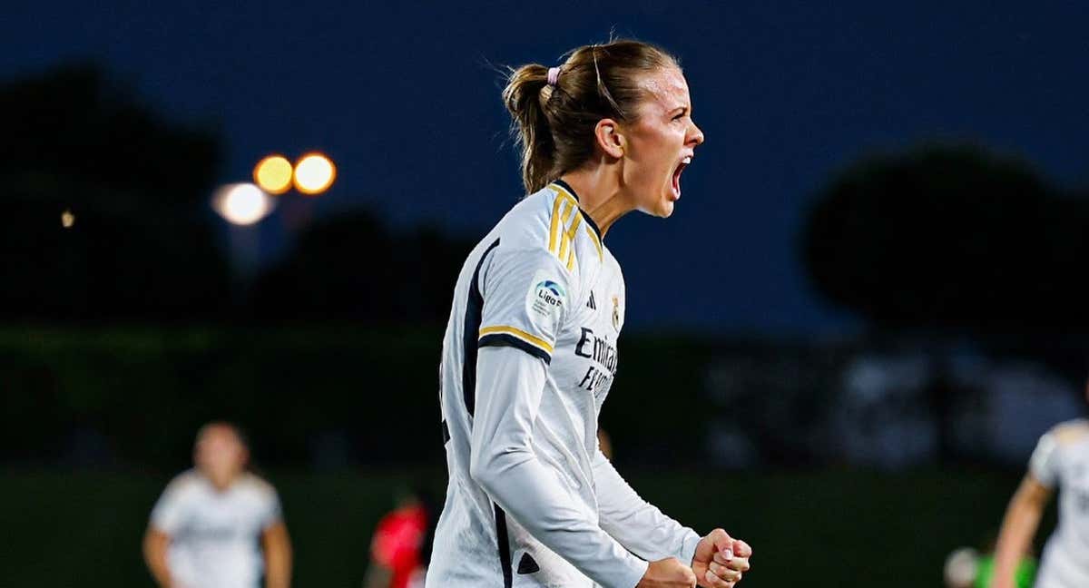 Caroline Møller celebrando un gol. /REAL MADRID FEMENINO