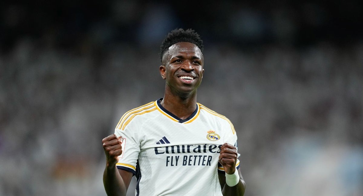 Vinicius Junior celebrando la victoria del Real Madrid.