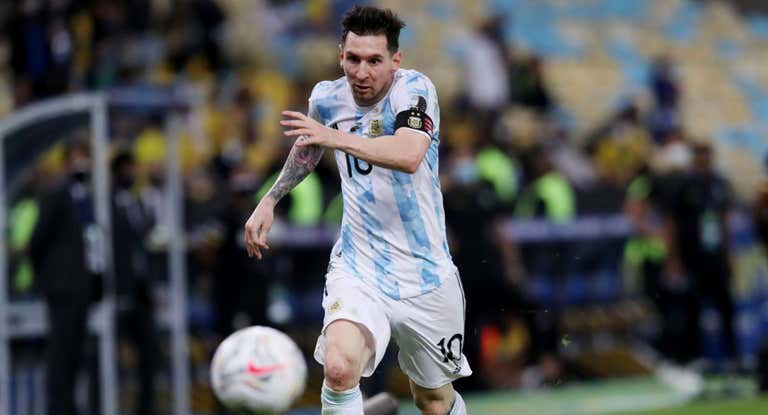 Messi durante un partido de la Copa América 2021 en Brasil.