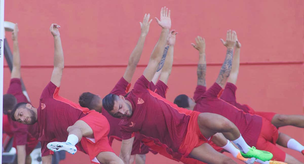 Sesión de trabajo del Sevilla, en la ciudad deportiva, la pasada pretemporada.
