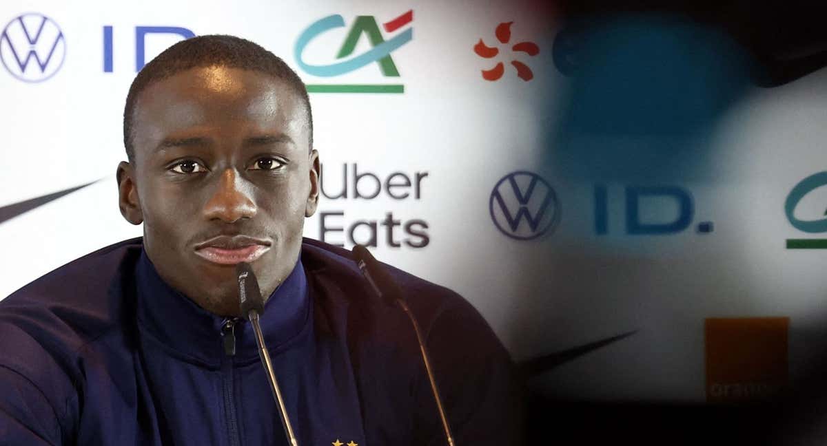 Ferland Mendy, en su conferencia de prensa con Francia. /AFP