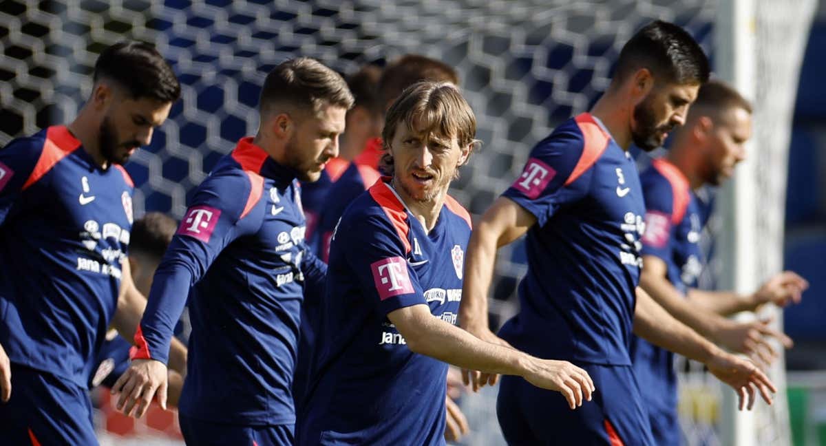 Modric, en un entrenamiento con Croacia./AFP