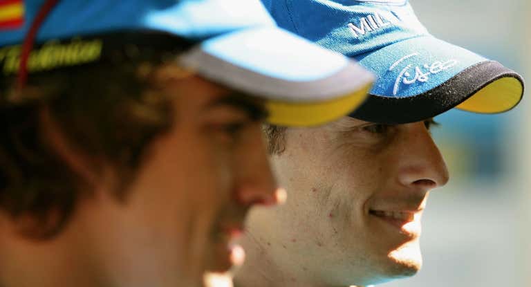 Giancarlo Fisichella y Fernando Alonso, durante sus años en Renault.