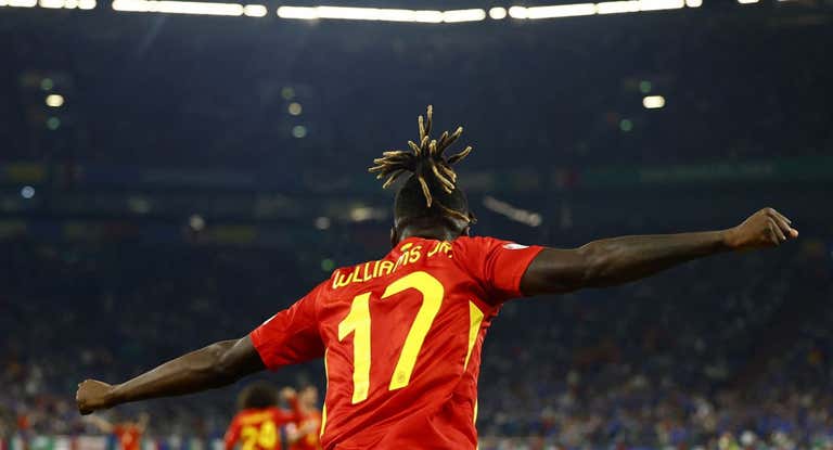 Nico Williams, durante el España - Italia de la EURO 2024.