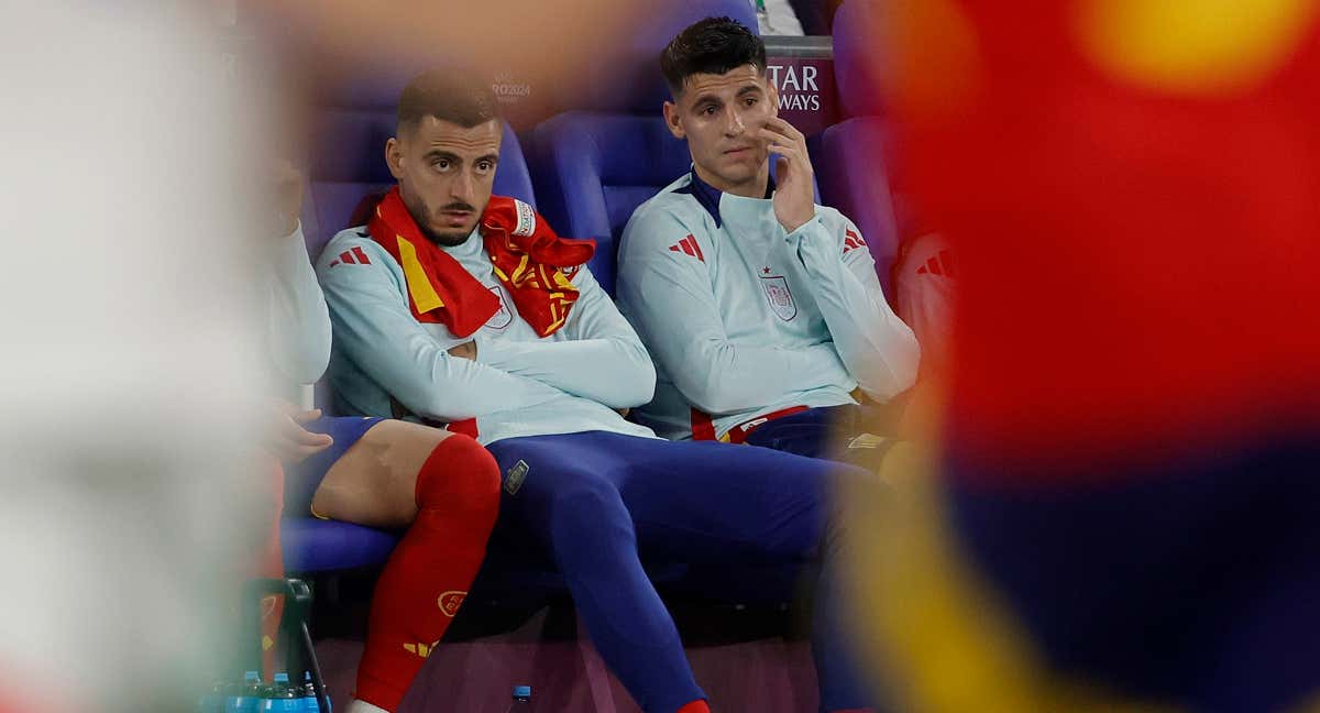 Joselu, durante un partido de la Selección española./GETTY