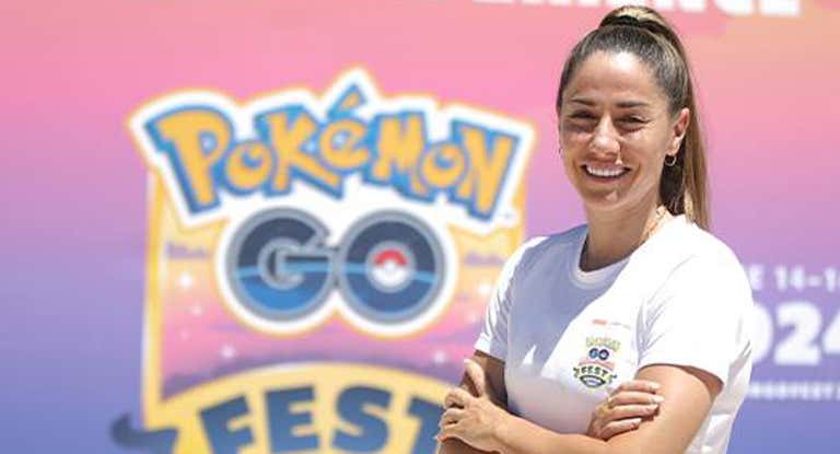 Vicky Losada, jugadora del Brighton, durante el evento de Pokemon Go Fest en Madrid.
