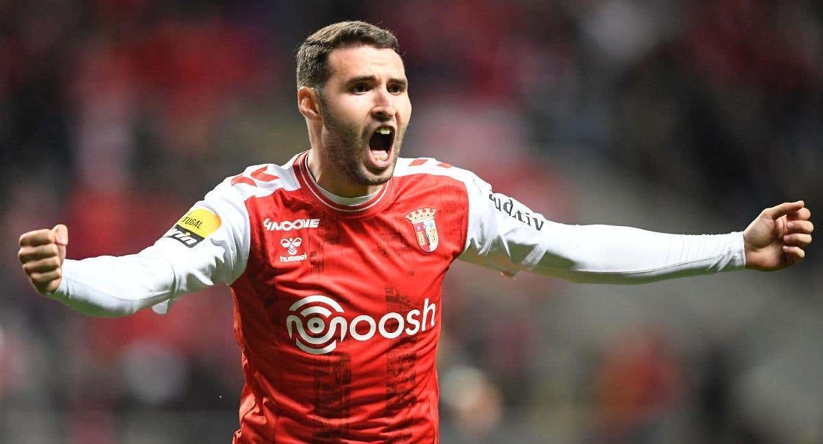 Abel Ruiz celebra un gol con el Braga./AFP