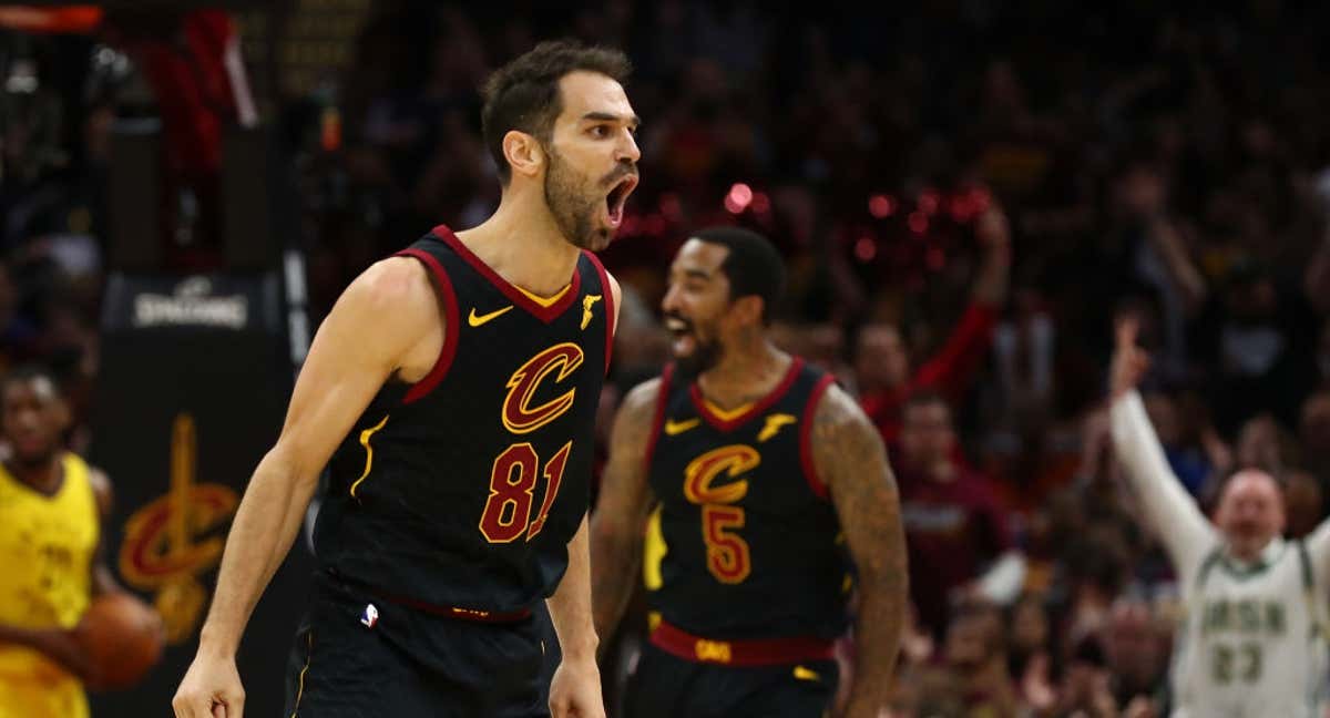 José Manuel Calderón reacciona durante un partido de la NBA con los Cleveland Cavaliers, durante 2018