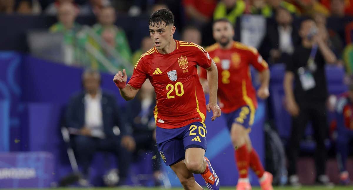 Pedri, durante el partido ante Italia. /GETTY