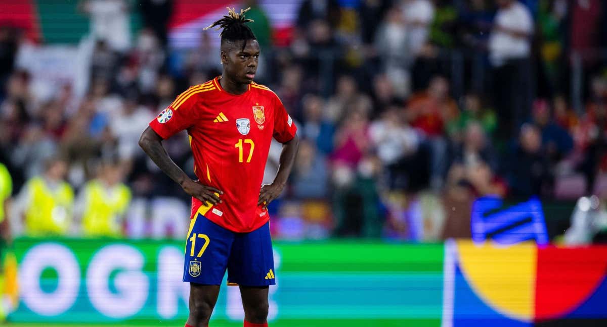 Nico Williams, durante el partido ante Georgia. /RFEF