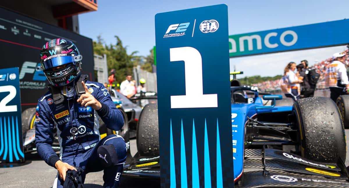 Colapinto, celebrando su victoria en Imola este año.