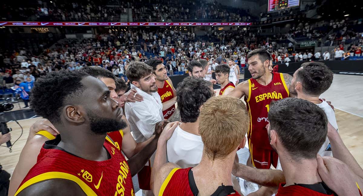 La Selección española de baloncesto en un partido de preparación este verano. /FEB