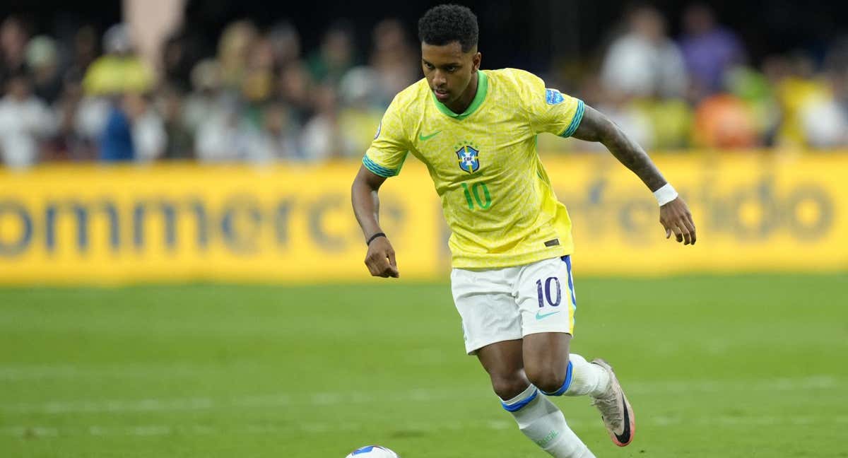 Rodrygo Goes, en un partido con la selección de Brasil. /Reuters