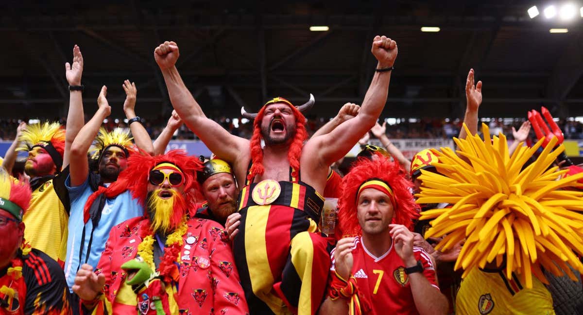 Aficionados belgas en el Francia - Bélgica de la EURO 2024. /REUTERS/THILO SCHMUELGEN