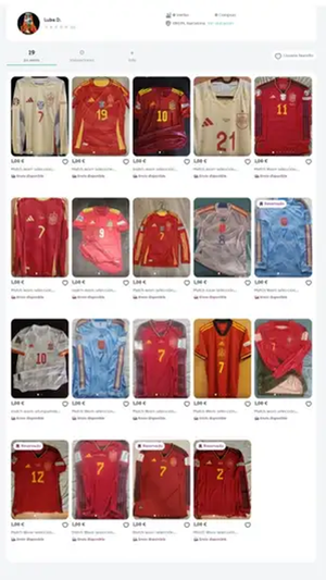 El perfil de Luba D. hace unos días, con 19 camisetas a la venta.  CAPTURA DE WALLAPOP