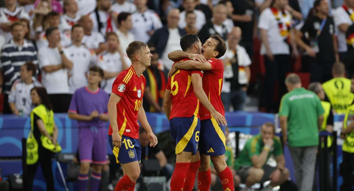 España celebra el triunfo frente a Alemania en octavos de final de la Eurocopa 2024. /EFE