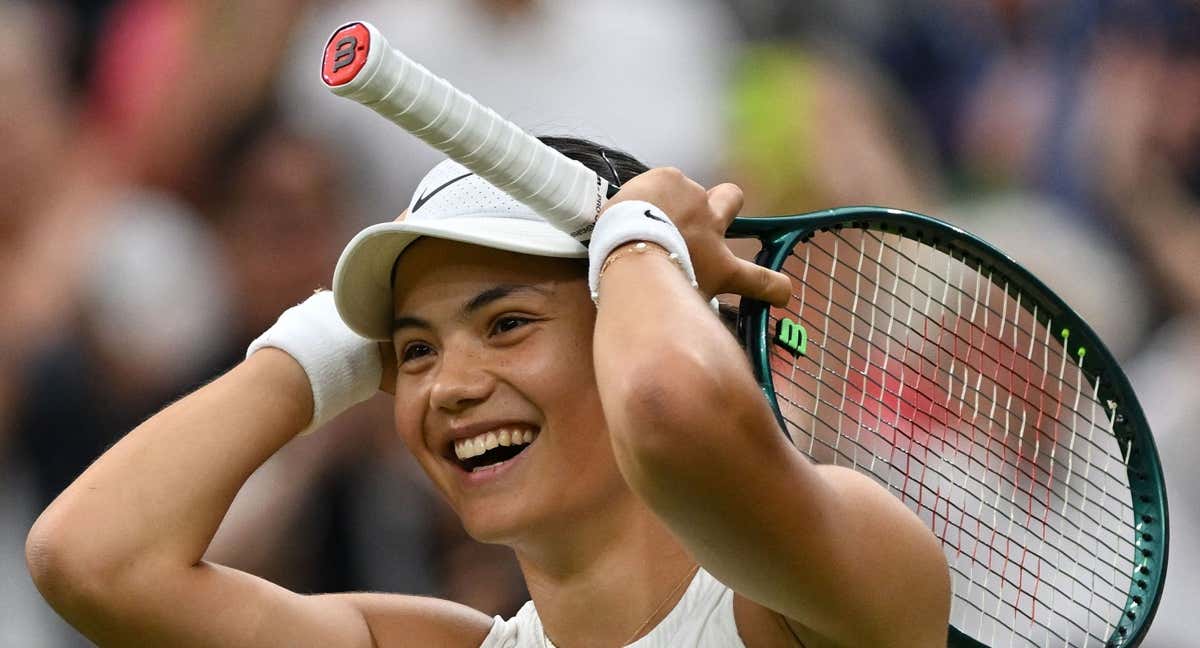 Emma Raducanu celebra una victoria. /AFP