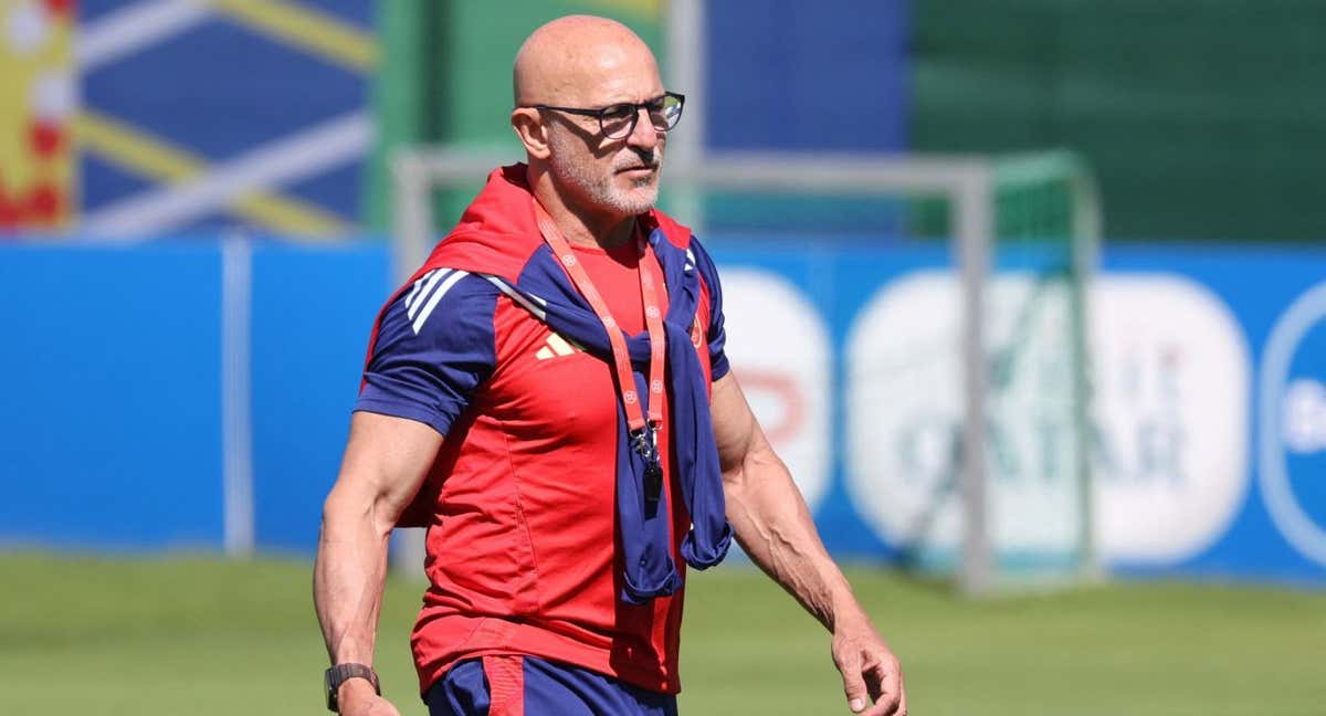 De la Fuente en un entrenamiento reciente con la Selección española.