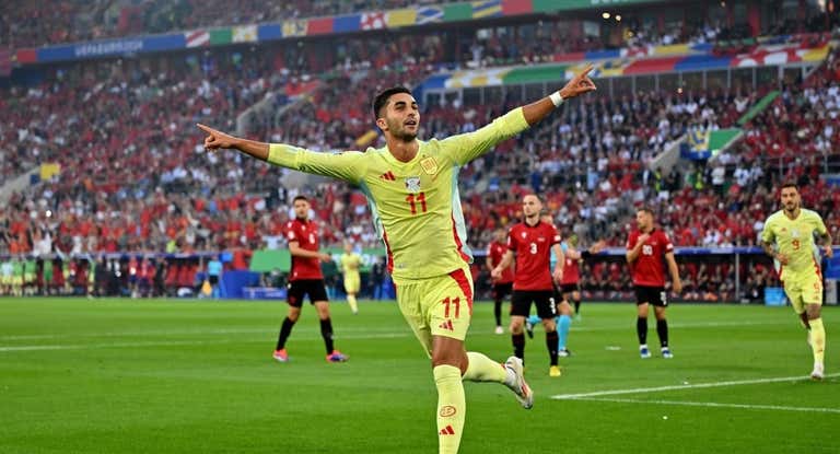 Ferran Torres celebrando el gol ante Albania en la Eurocopa