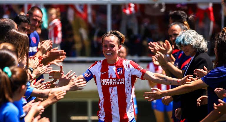 Amanda Sampedro, con el Atlético de Madrid.