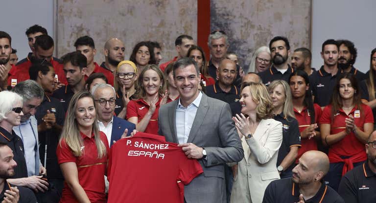 Pedro Sánchez, en el acto de despedida de los deportistas españoles.