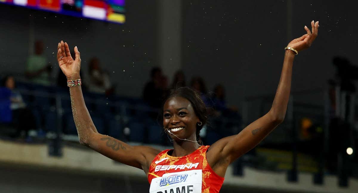 Fátima Diame en el Campeonato Mundial de Glasgow.