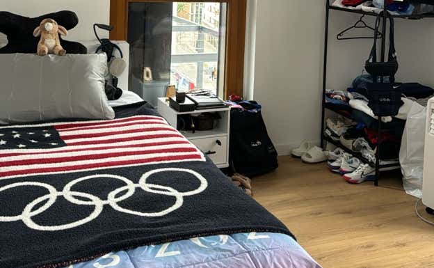Habitación de Simone Biles en la Villa Olímpica de París. INSTAGRAM