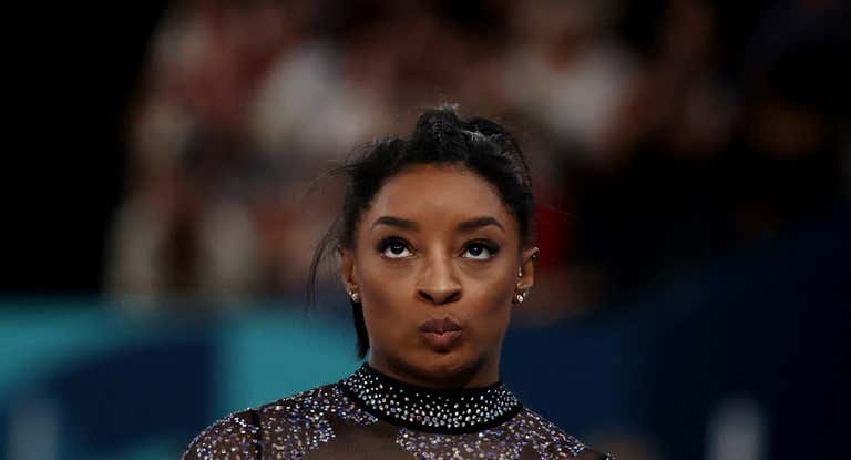 Simone Biles, durante la clasificación de gimnasia artística.