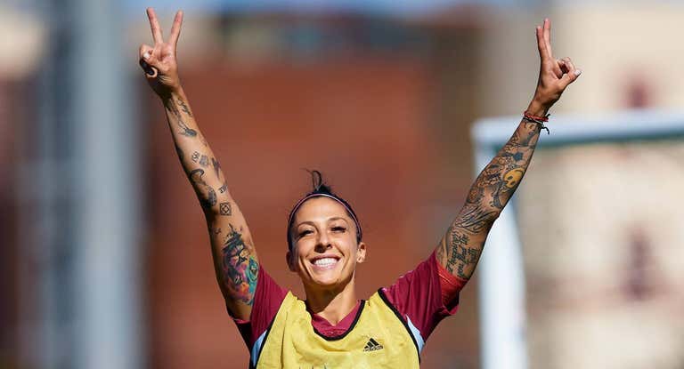 Jenni Hermoso, durante un entrenamiento con la Selección en los JJOO.