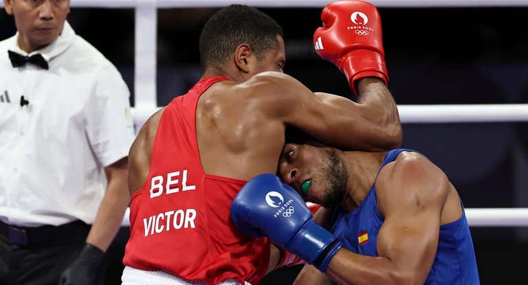 Imagen de un combate de Reyes Pla en París 2024.