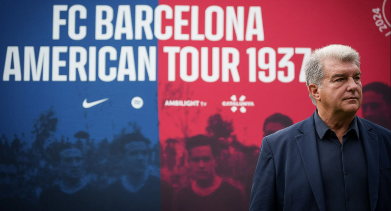 Laporta en un acto del club en Brooklyn.